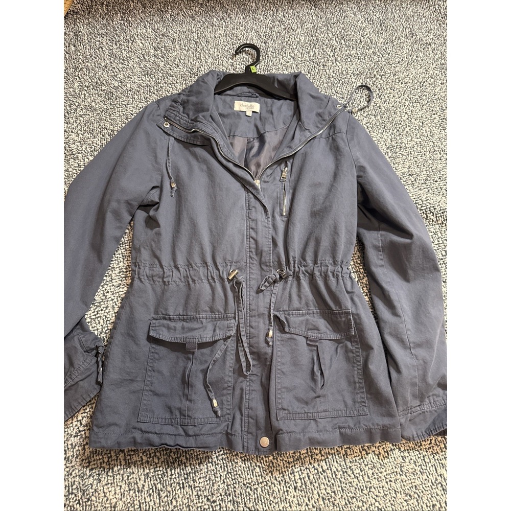 Charlotte Russe Women's Utility Anorak Jacket Grey Size Large Cinch Waist